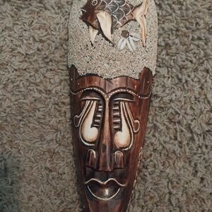 Bahamas Handcrafted Tribal Mask with Fish Design